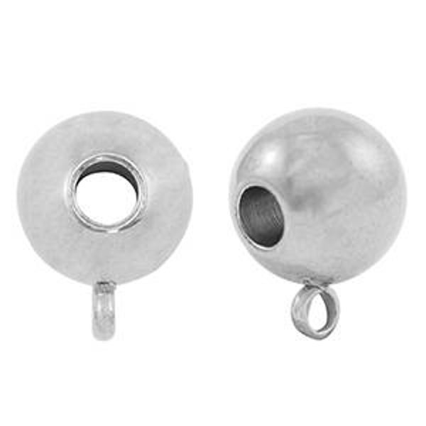 Kralen van Stainless steel Roestvrij staal (RVS) met oog 10mm Silver