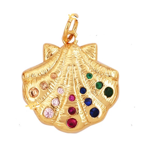 Zirkonia Schelp bedel Goud - multicolor