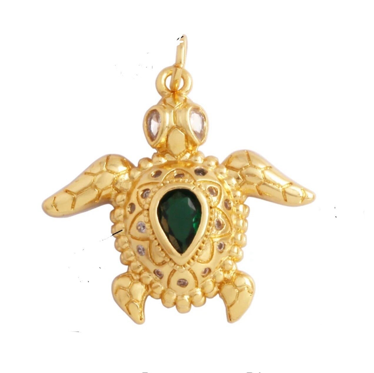 Zirkonia bedel schildpad Goud - Groen - wit