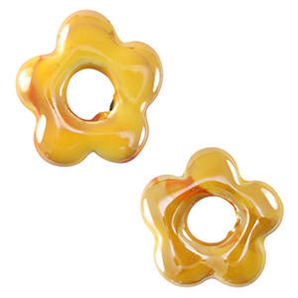 Keramiek flower warm yellow