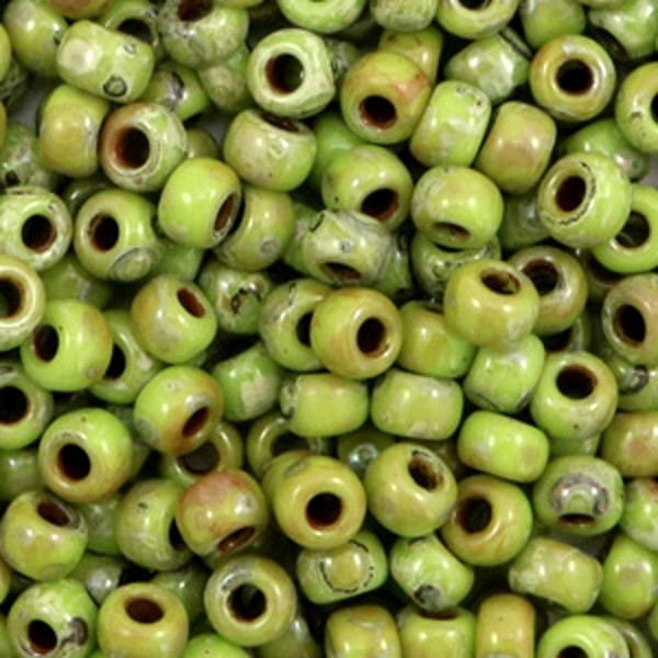 Miyuki 6-4515 opaque picasso chartreuse green