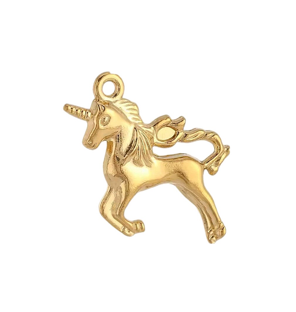Bedel/hanger stainless steel eenhoorn goud