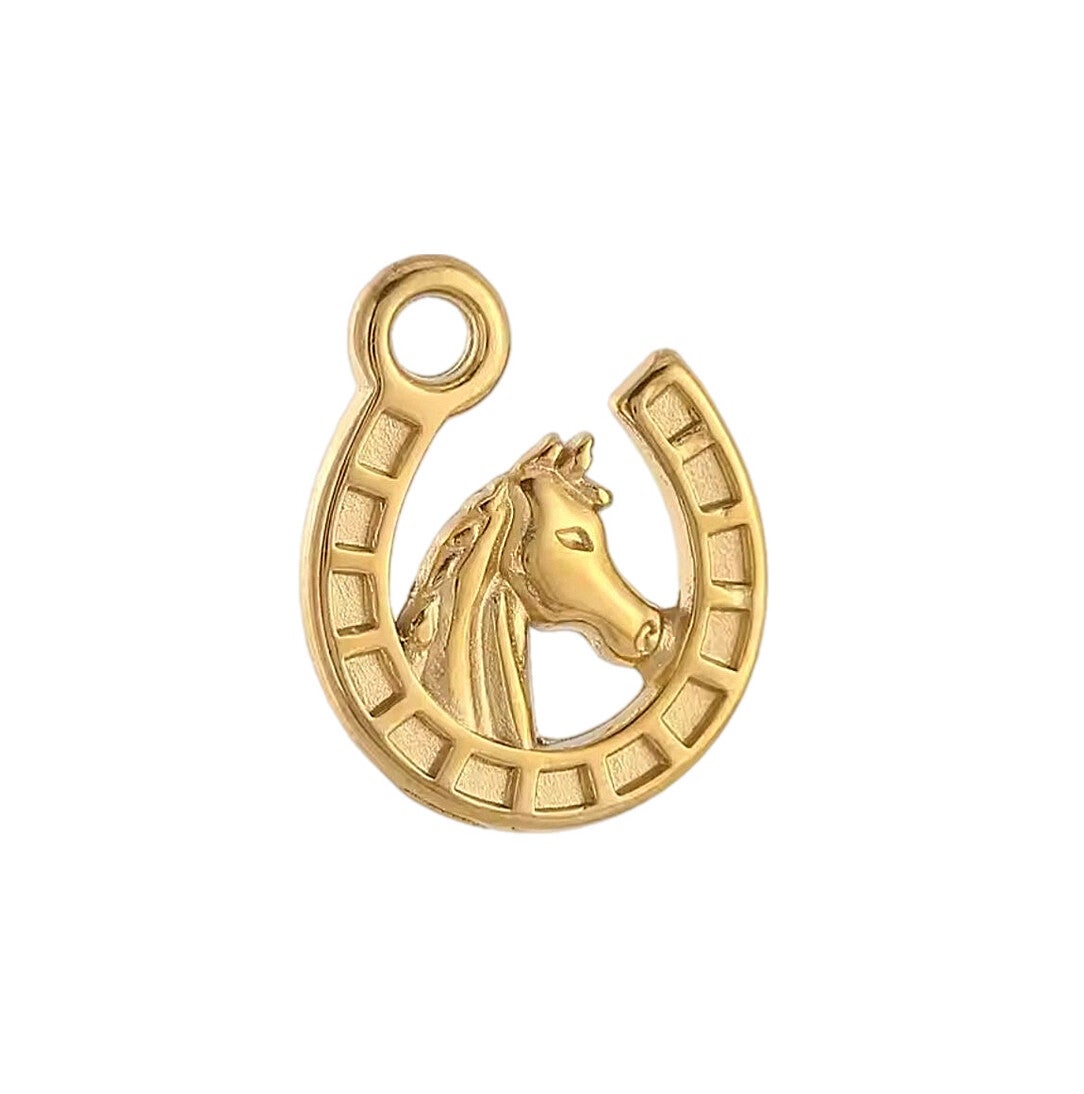 Bedel/hanger stainless steel hoefijzer goud