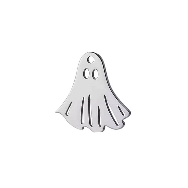 Halloween bedel/hanger stainless steel spook zilver