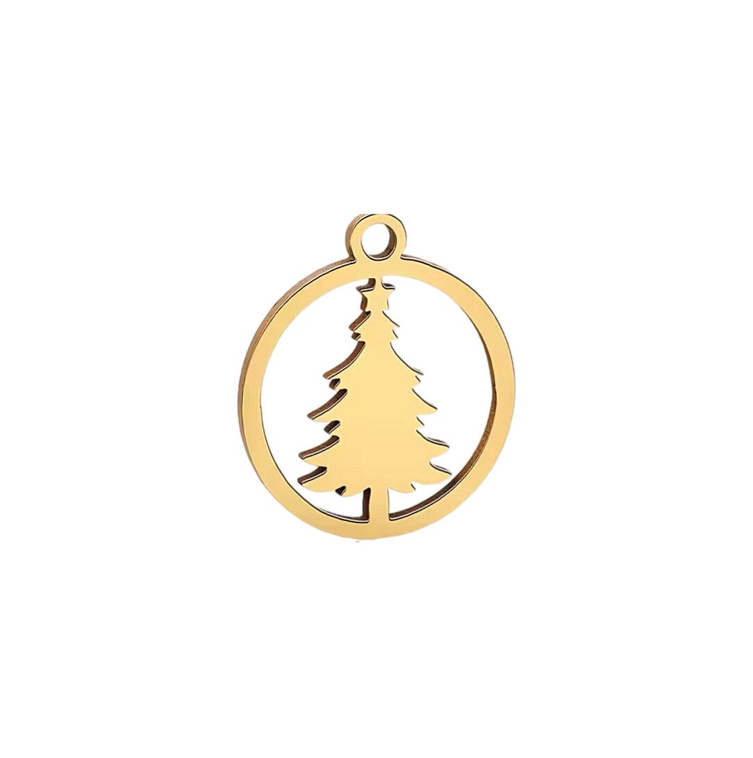 Bedel/hanger stainless steel kerstboom goud