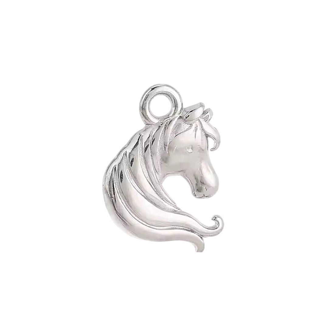 Bedel/hanger stainless steel paard zilver