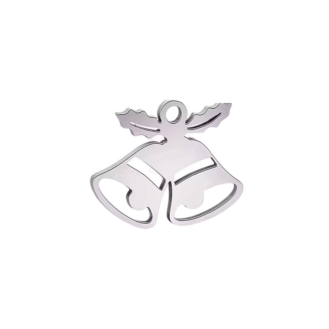 Bedel/hanger stainless steel kerstklokje zilver