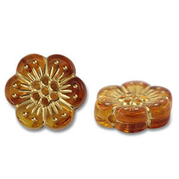 Acryl kralen Flower Orange Brown-gold