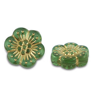 Acryl kralen Flower Green-gold