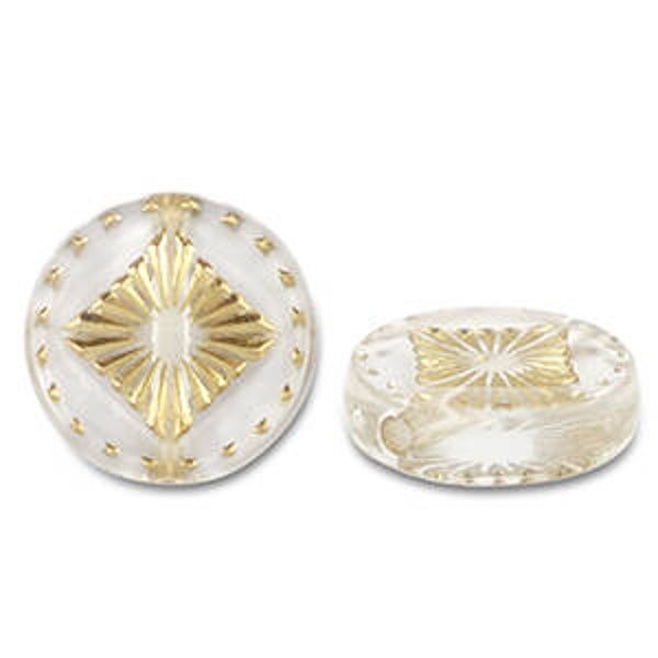 Acryl kralen round with square Transparent-gold