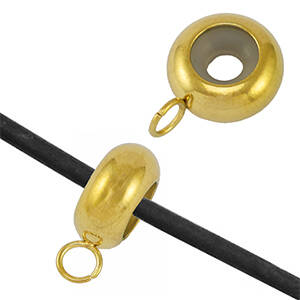 Bead stopper Stainless steel met oogje gold