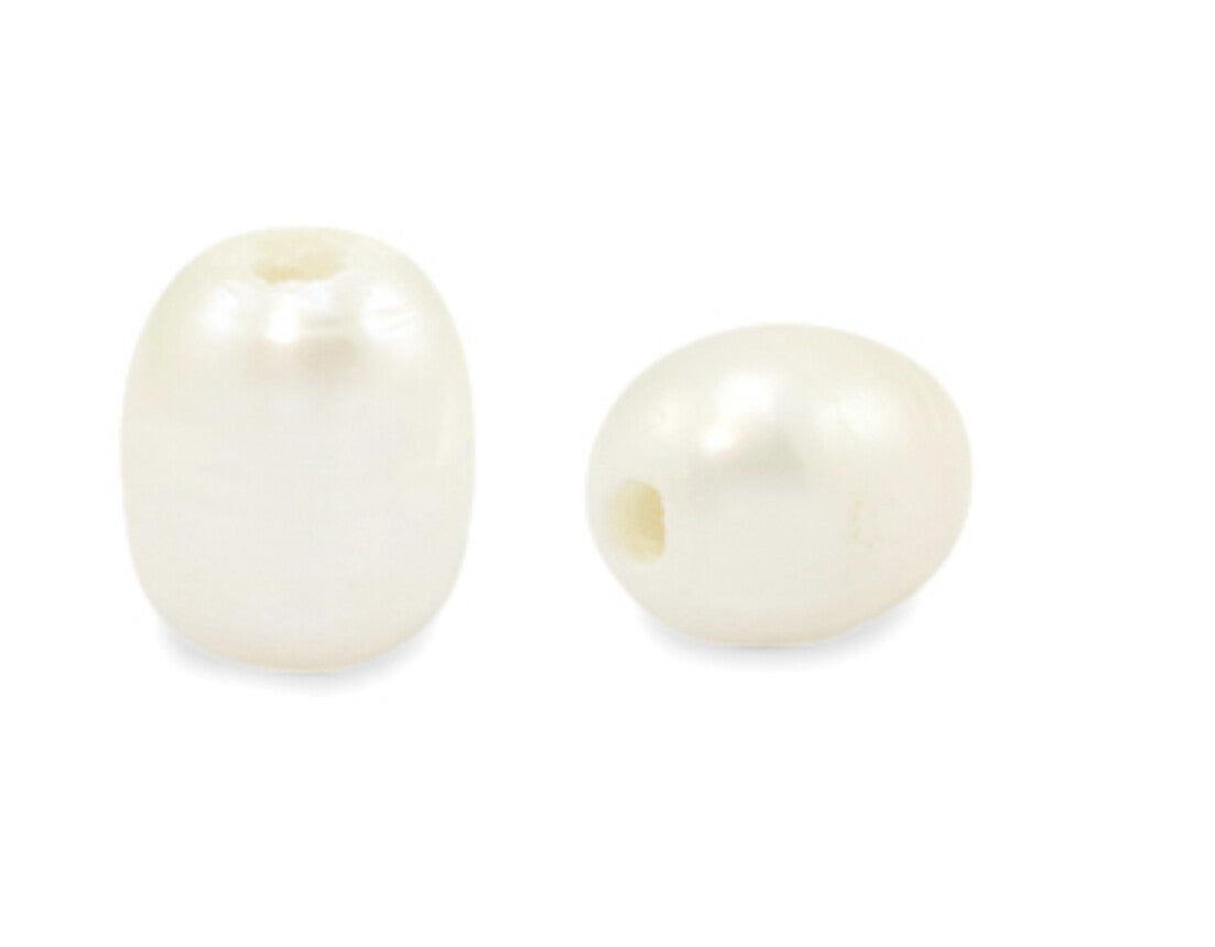 Zoetwater parel rice natural white 11x9mm groot rijggat 2mm