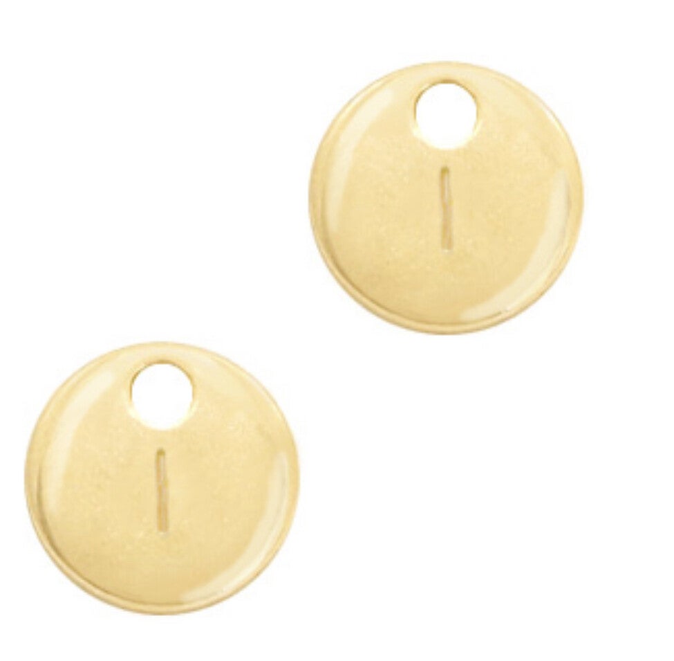 Metaal bedel initial I Goud (nikkelvrij)