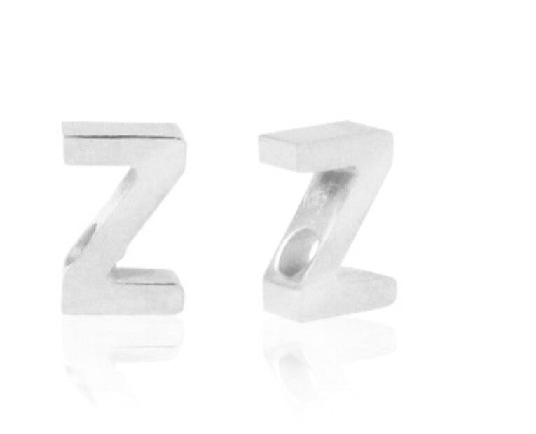 Stainless steel kraal / hanger Letter Z zilver 