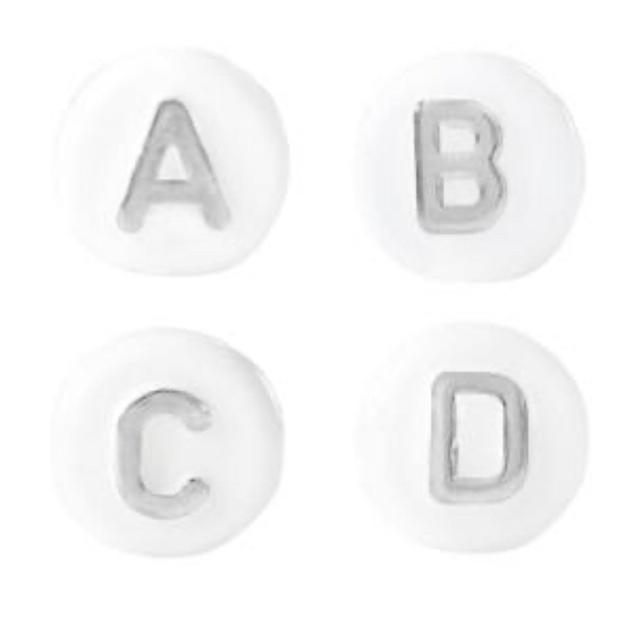 Letter kralen acryl 10mm wit / zilver 