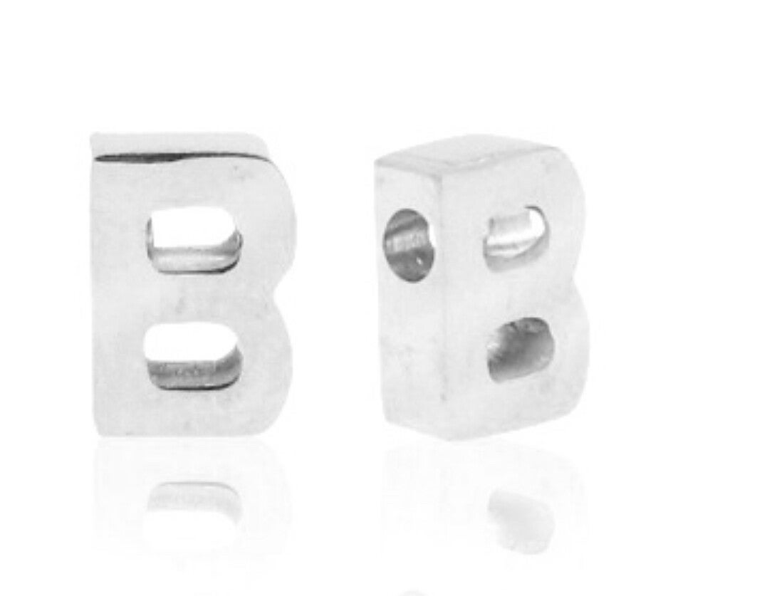 Stainless steel kraal / Hanger Letter B zilver 