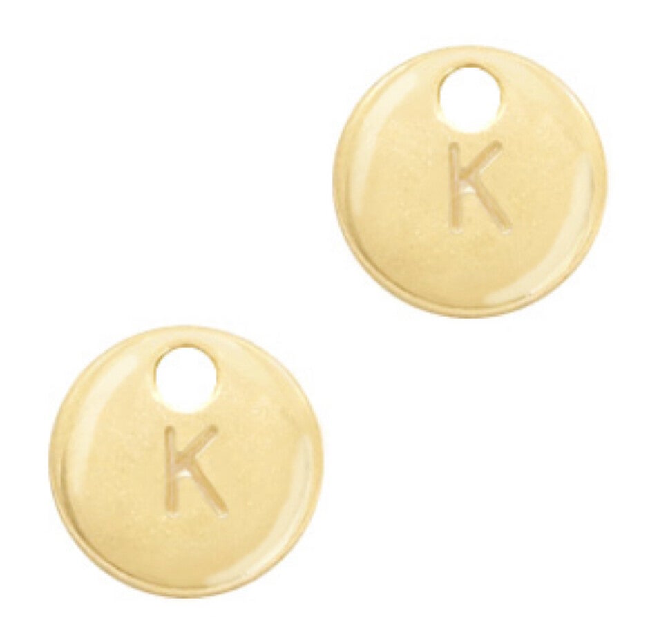 Metaal bedel initial K Goud (nikkelvrij)