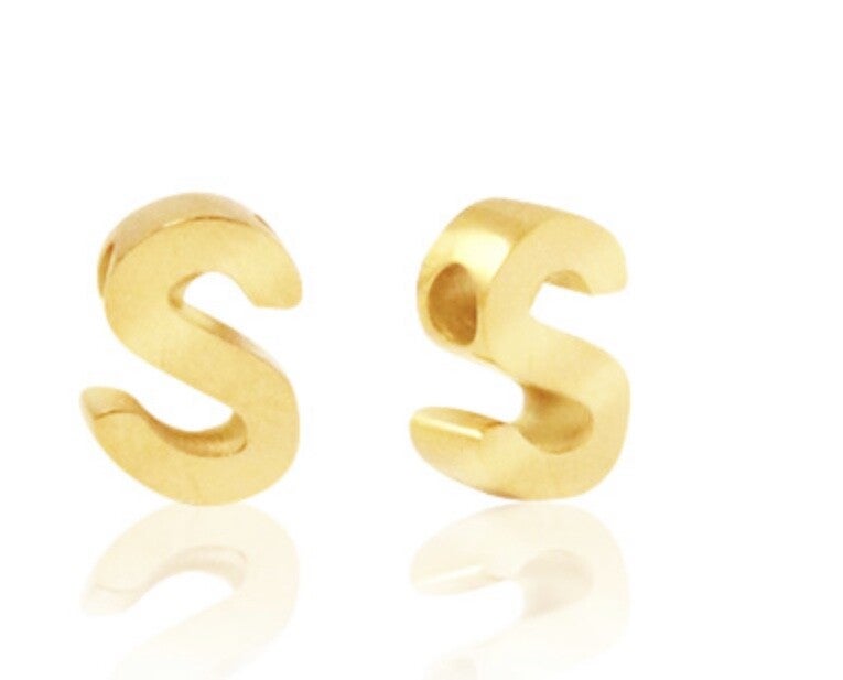Stainless steel kraal / hanger Letter S goud 