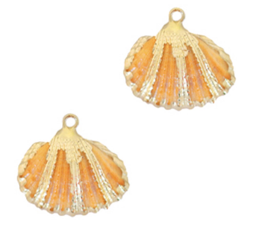 Schelp hanger kokkel Gold - nectarine orange 