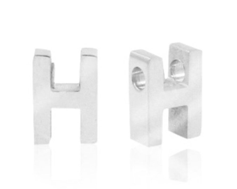 Stainless steel kraal / Hanger Letter H Zilver