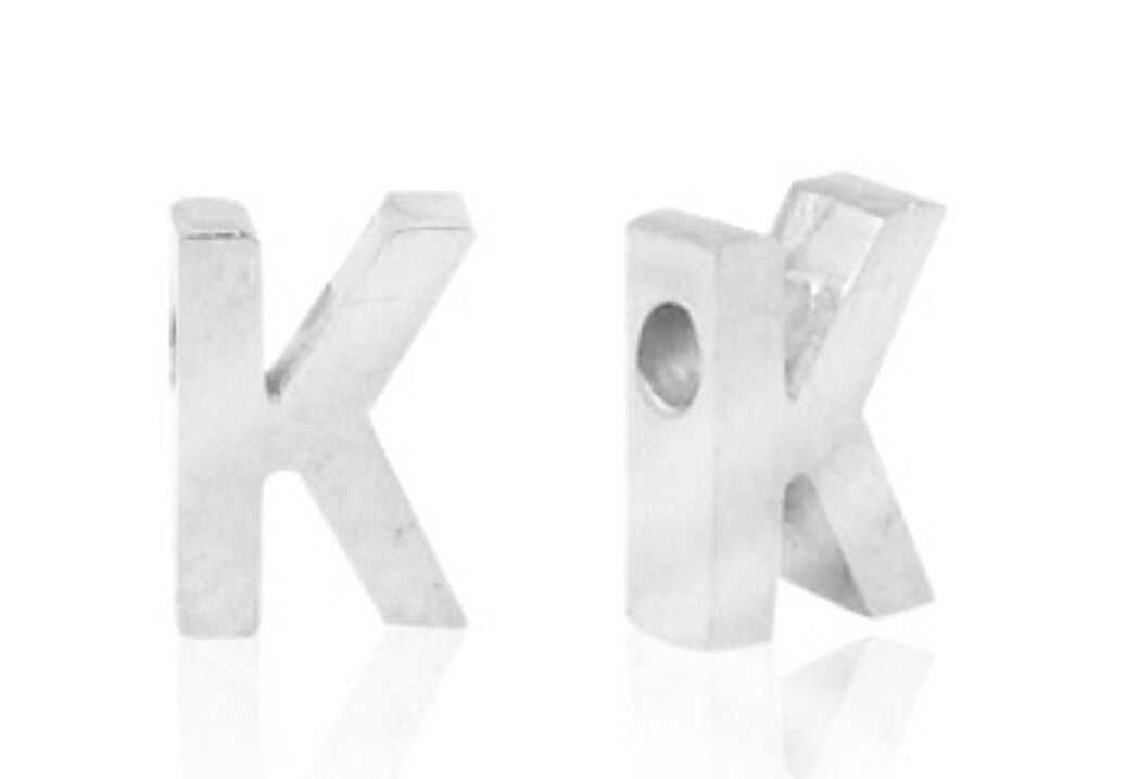 Stainless steel kraal / Hanger Letter K Zilver 