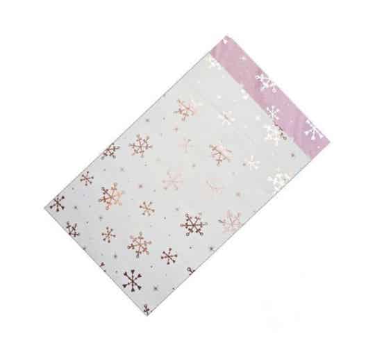 Cadeauzakjes Snow hearts wit / Roze 12x19cm