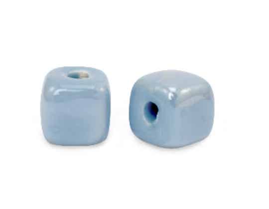 DQ keramiek kralen Cube Dust Blue 8mm