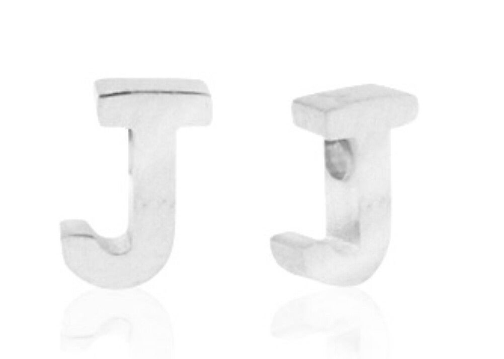 Stainless steel kraal / Hanger Letter J Zilver