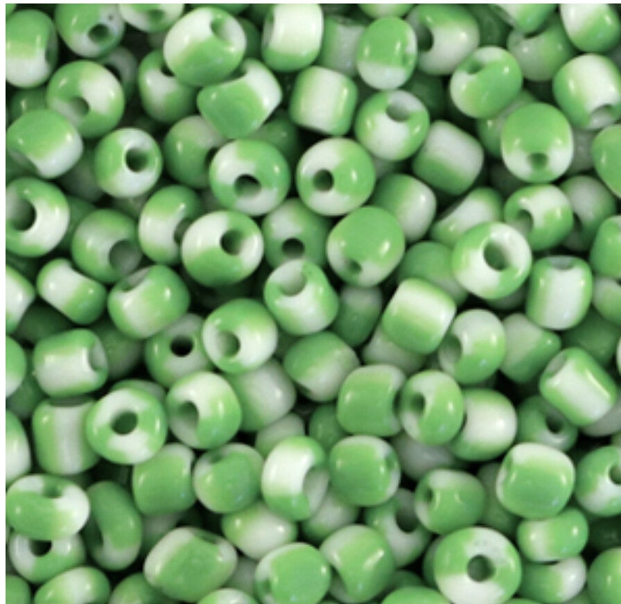 Preciosa Rocailles 3mm stripes green / white