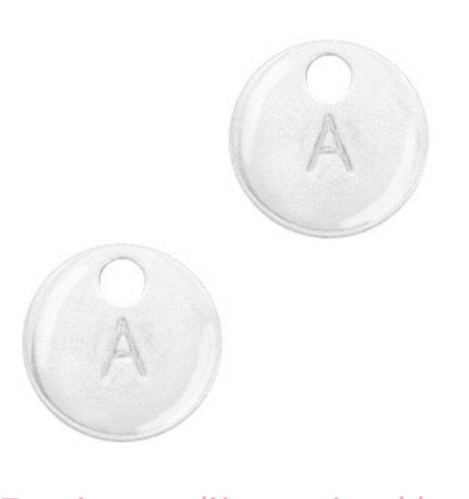 Metaal bedel initial A Antiek zilver (nikkelvrij)