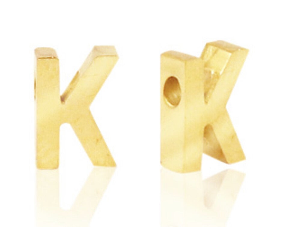 Stainless steel kraal / Hanger Letter K Goud 