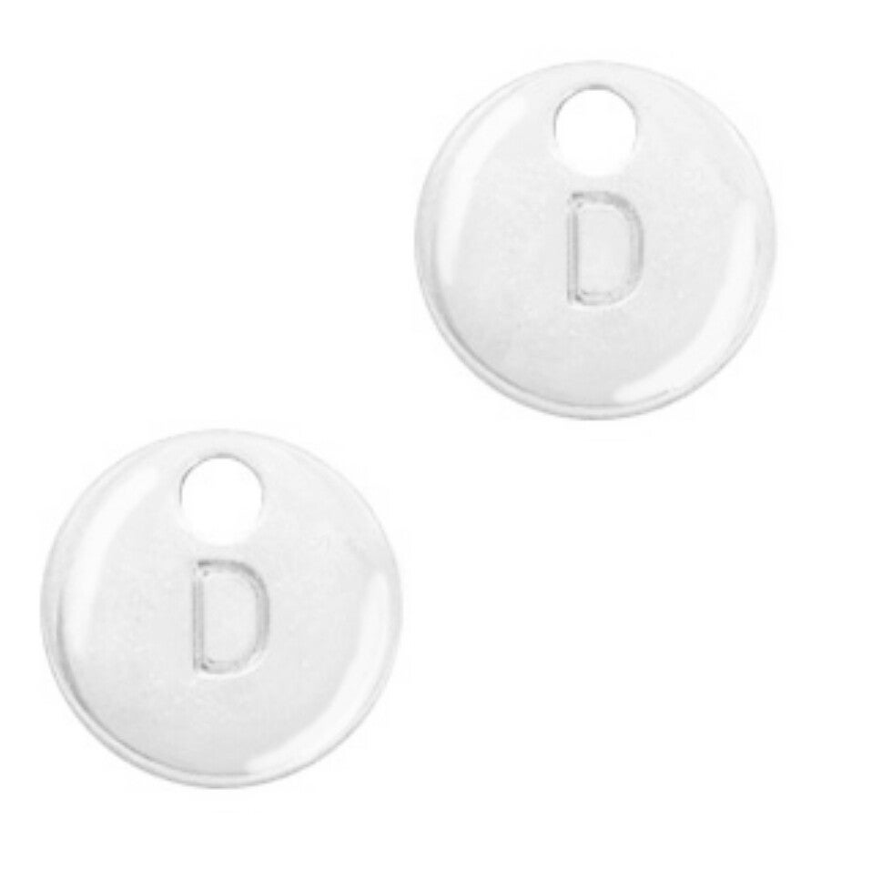 Metaal bedel initial D Antiek zilver (nikkelvrij)