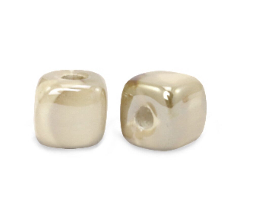 DQ keramiek kralen cube 8mm Sand Brown