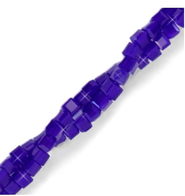Facet kralen top quality cube 2x2mm Royal blue-pearl shine coating