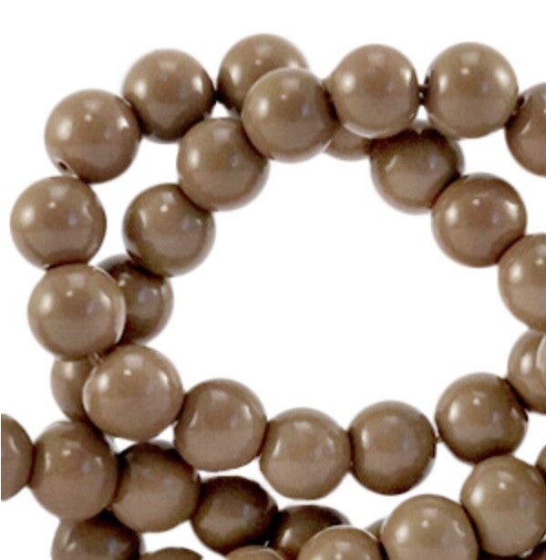 Glaskralen 4 mm opaque Rocky road brown