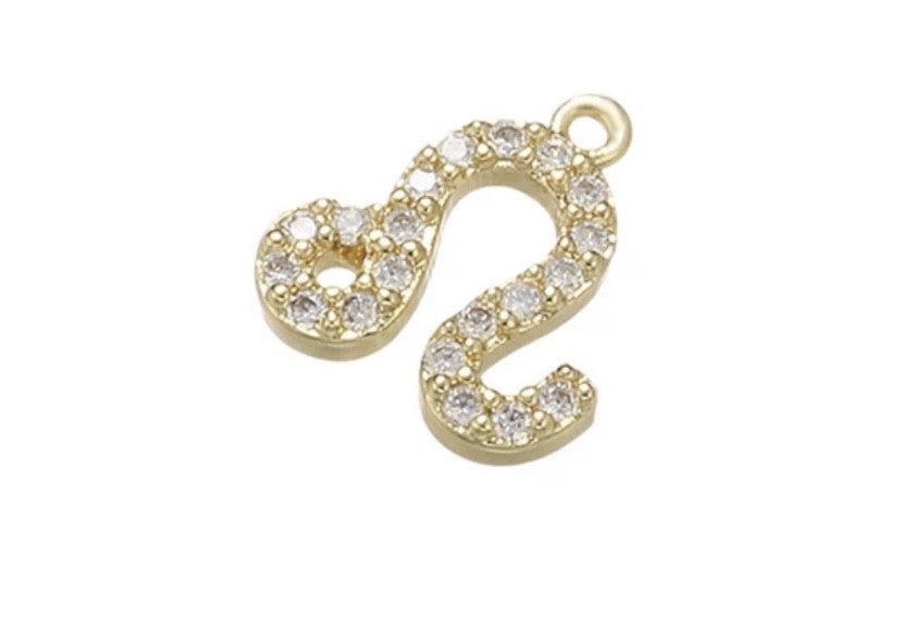 Zirkonia bedel / hanger metaal goud. Sterrenbeeld leeuw. 
