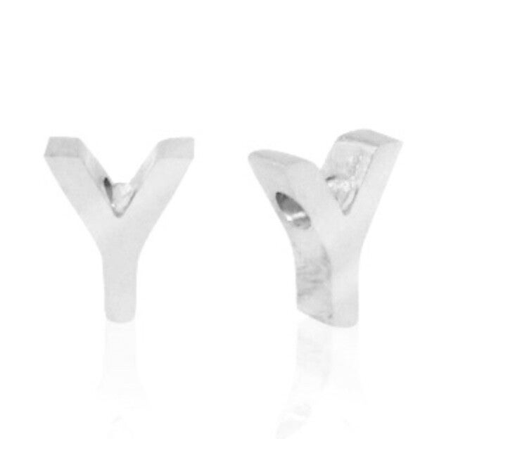 Stainless steel kraal / hanger Letter Y zilver 