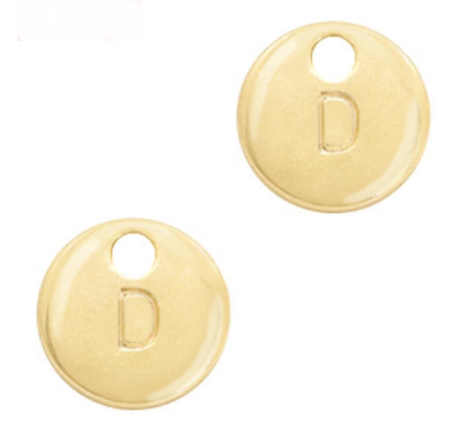 Metaal bedel initial D Goud (nikkelvrij)