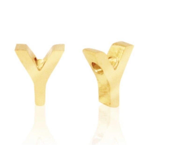 Stainless steel kraal / hanger Letter Y goud 