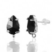 OORSTEKERS VAN CRYSTAL GLASS MET OOGJE BLACK-SILVER DRUPPEL