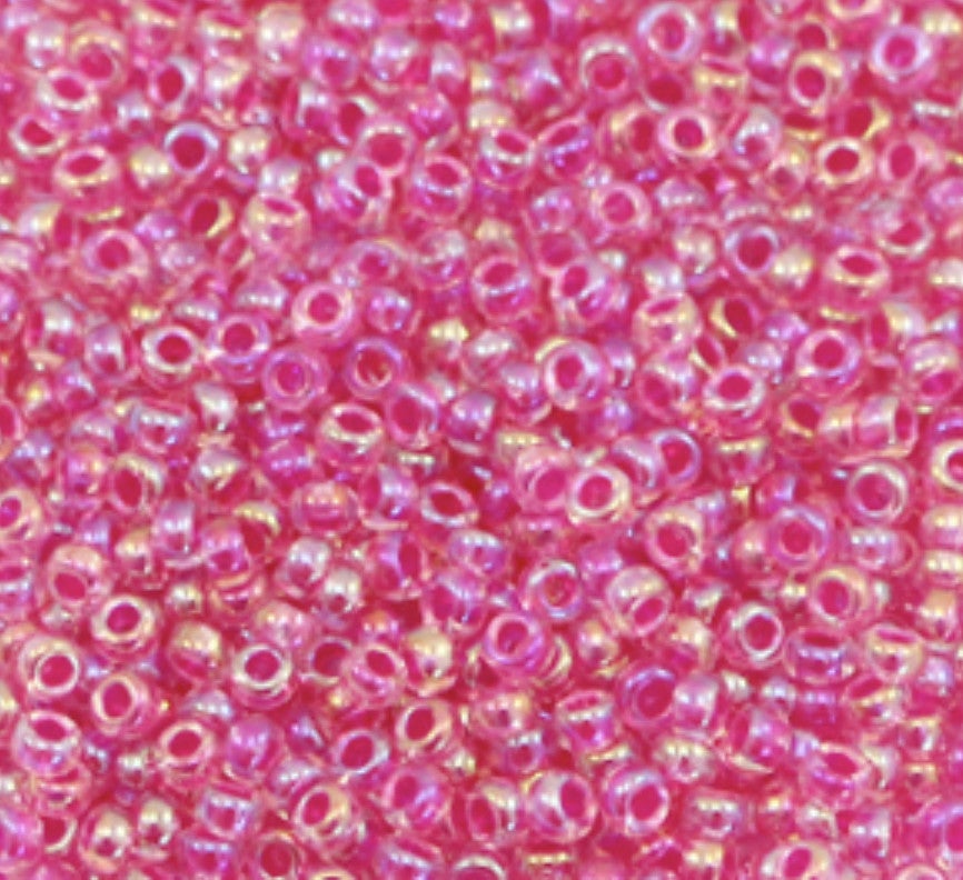 Miyuki rocailles 11/0 2mm Hot pink lined crystal ab