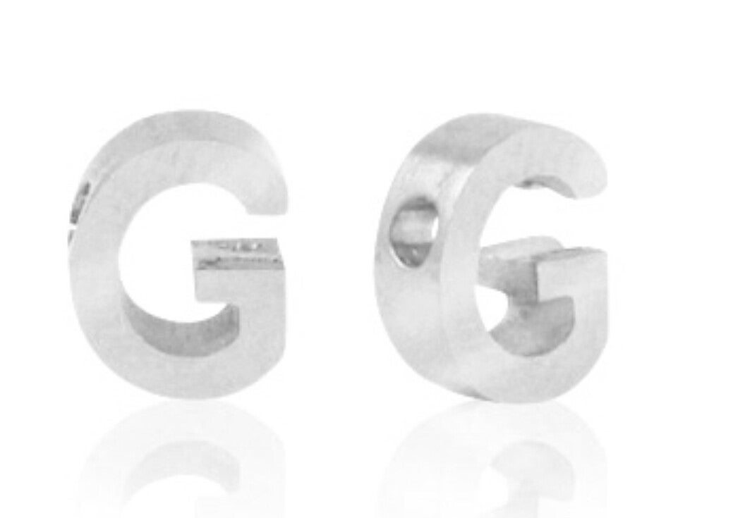 Stainless steel kraal / Hanger Letter G zilver
