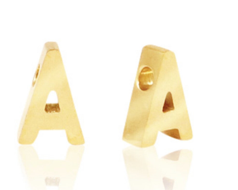 Stainless steel kraal / hanger  Letter A Goud