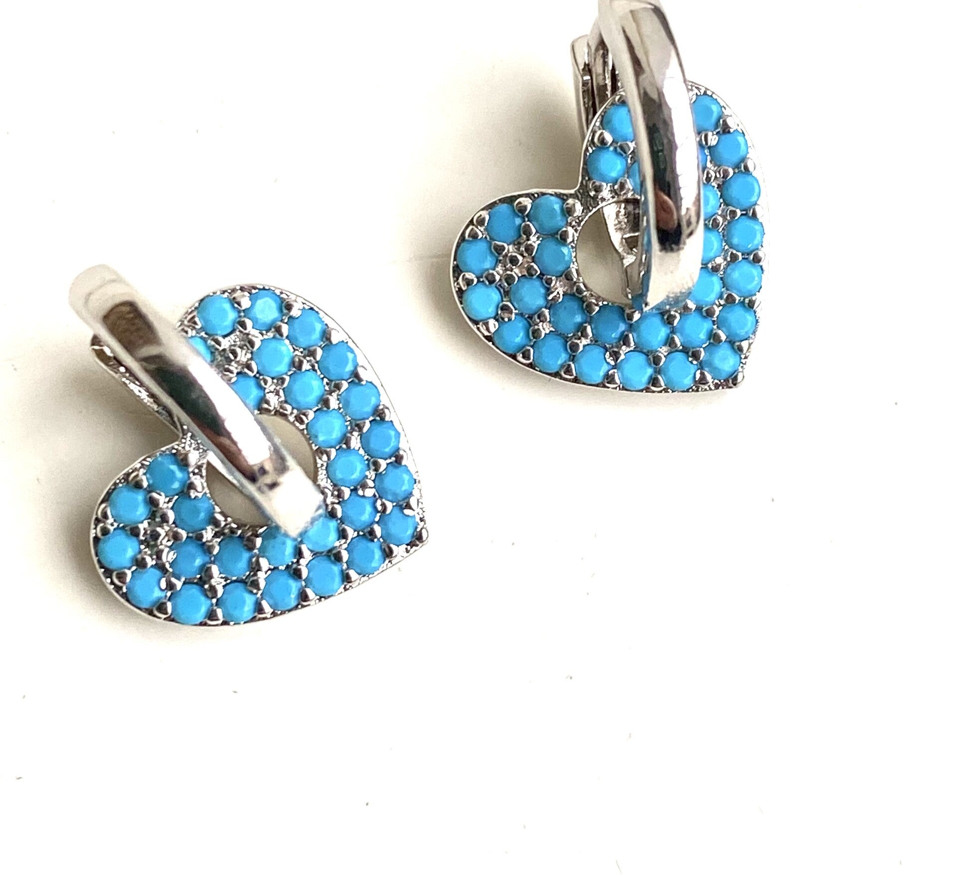 Earring blue  Hearts zirkonia Silver