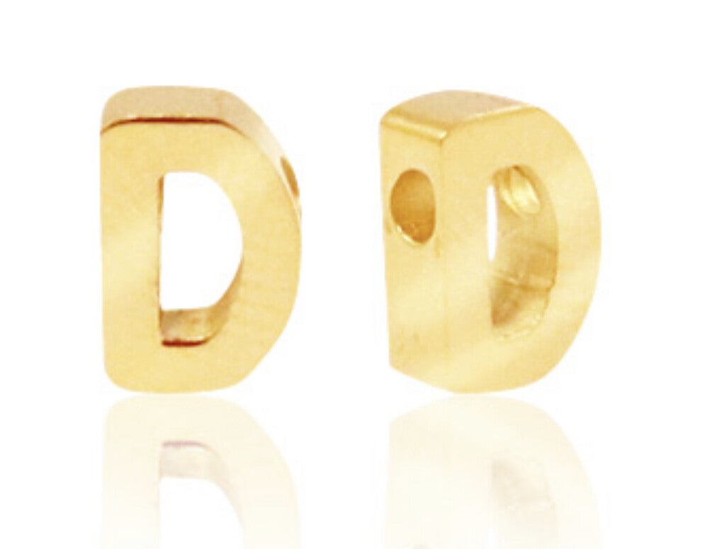 Stainless steel kraal / Hanger Letter D Goud