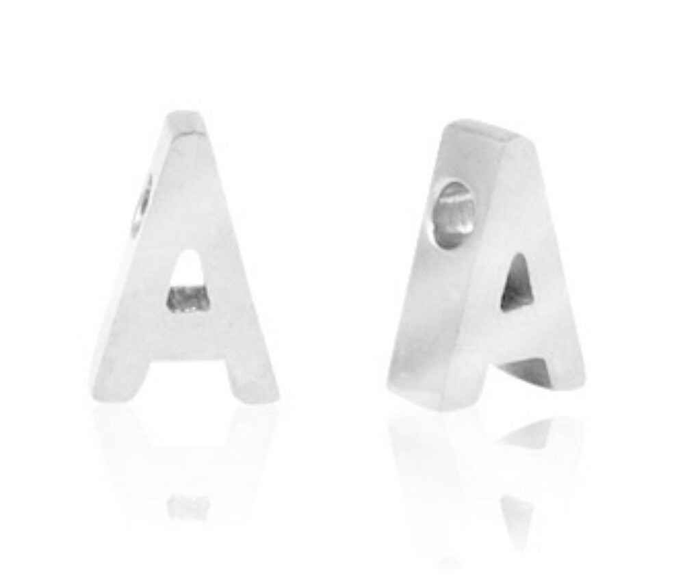 Stainless steel kraal / Hanger Letter A zilver 