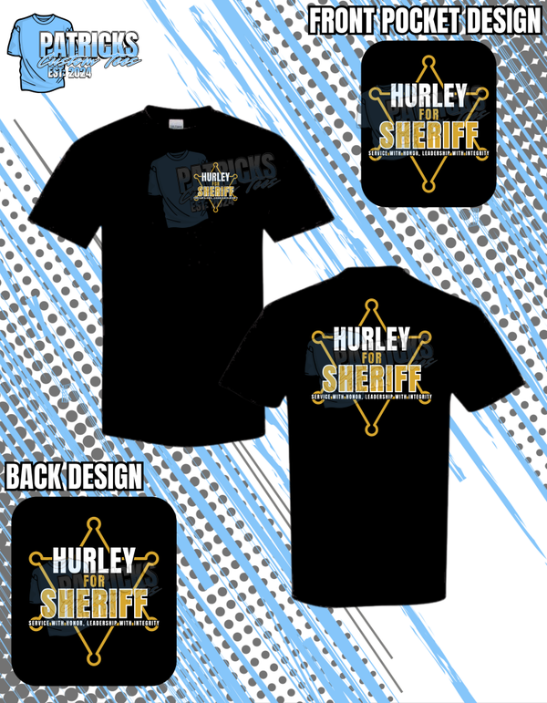 Hurley For Sheriff Badge GOLD & BLACK