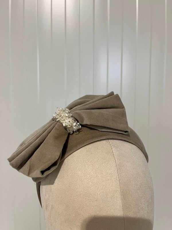 Kids bandeau hoedje grijsbeige