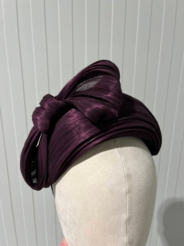 Grote bandeau dop silk abaca bordeaux gevlamd