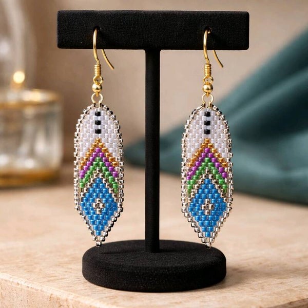 Beaded Feather Earring